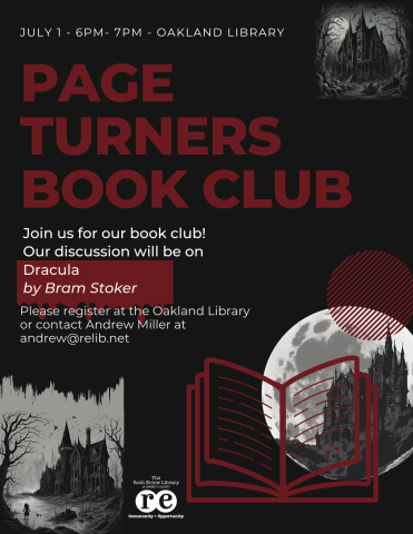 Page Turners Book Club Flyer July 2024
