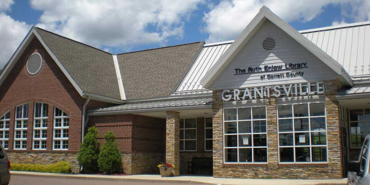 Exterior shot of the Ruth Enlow Library at Grantsville