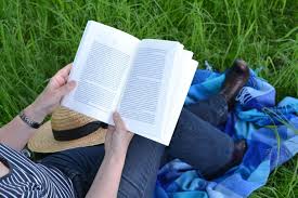 Woman reading outside