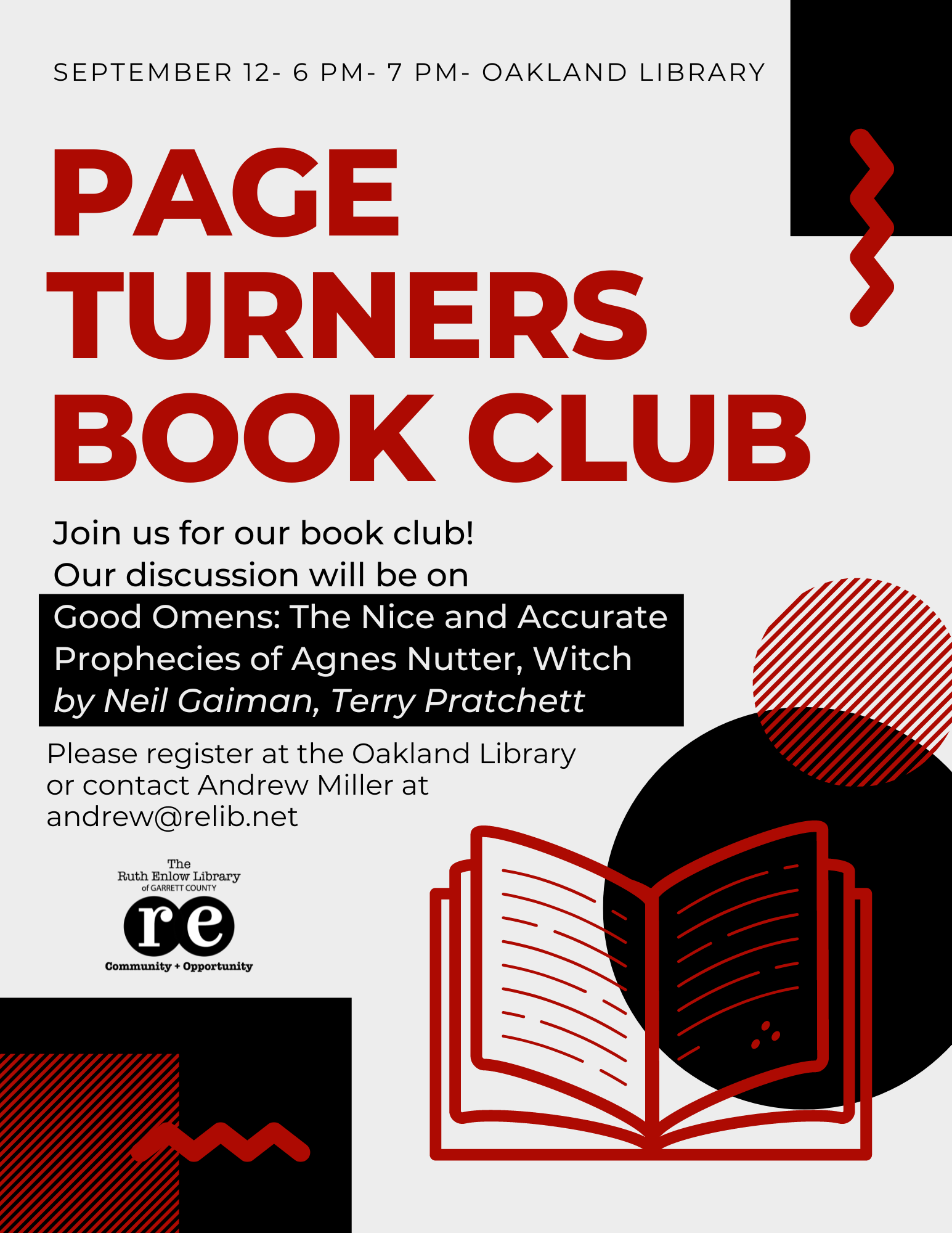 Page Turners Book Club September Flyer