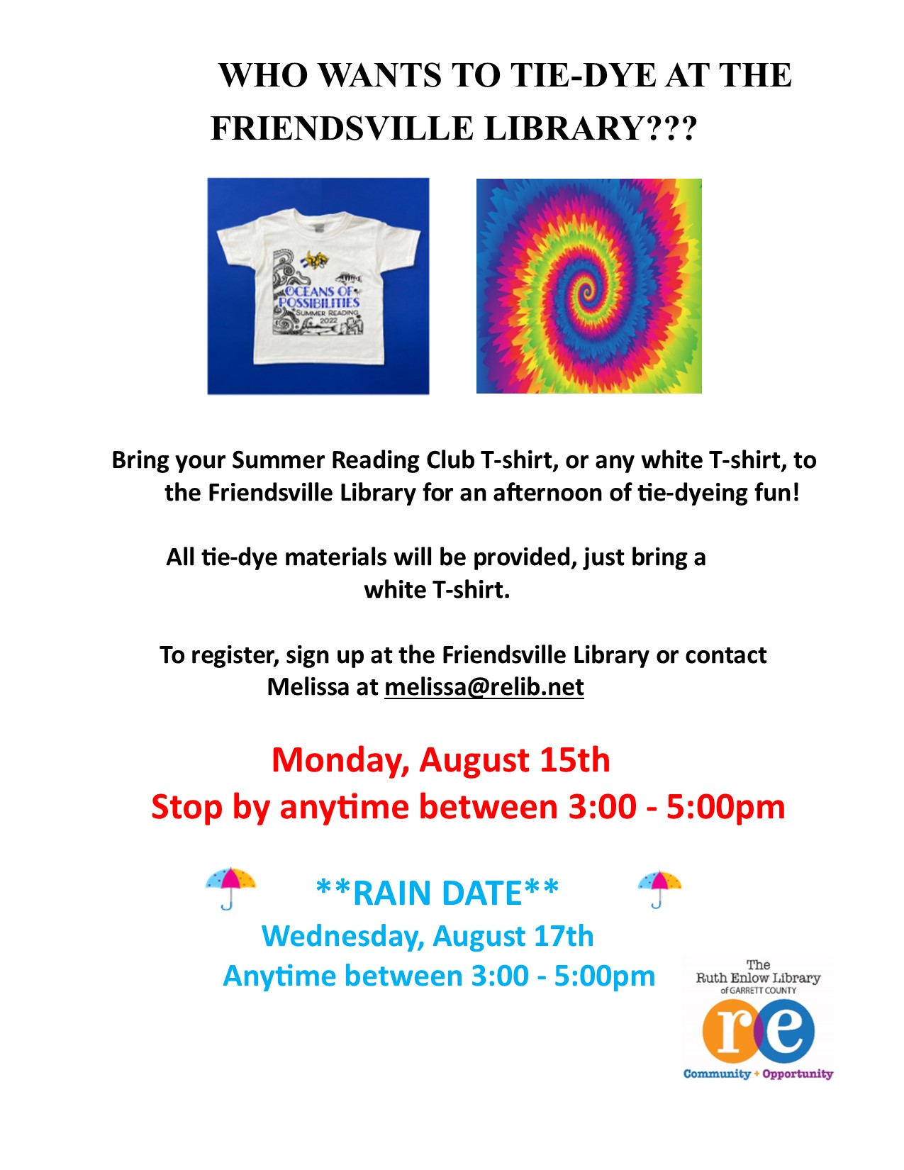 Details of Tie Dyeing event at the Friendsville Library 