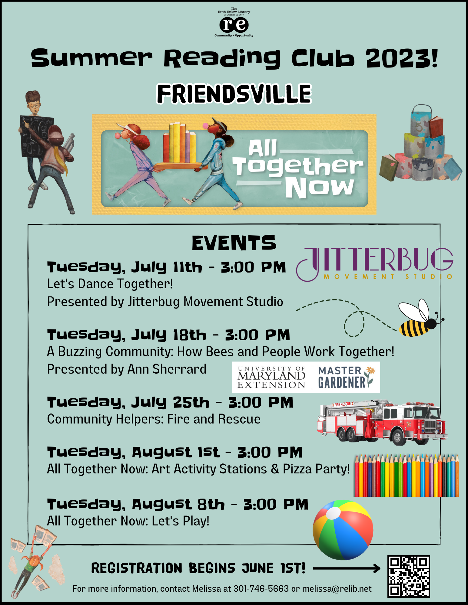 Flyer with Summer Reading Club program listings for Friendsville Library
