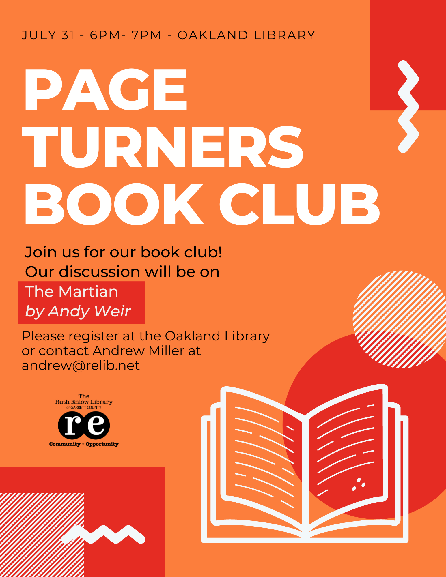 Page Turners Book Club July Flyer