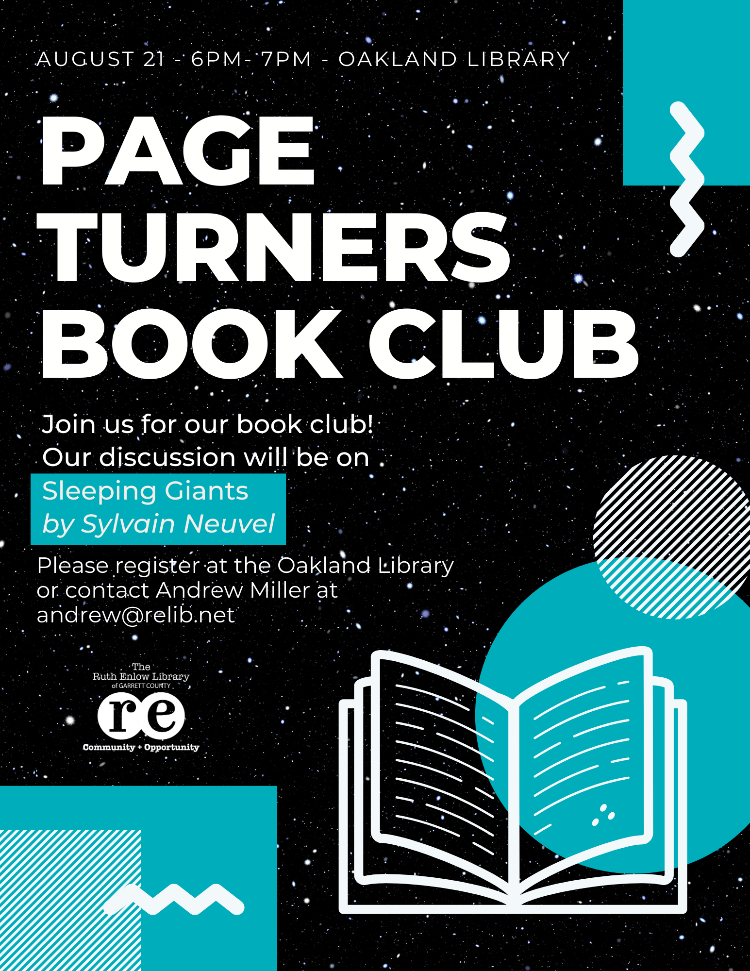 Page Turners Book Club August Flyer