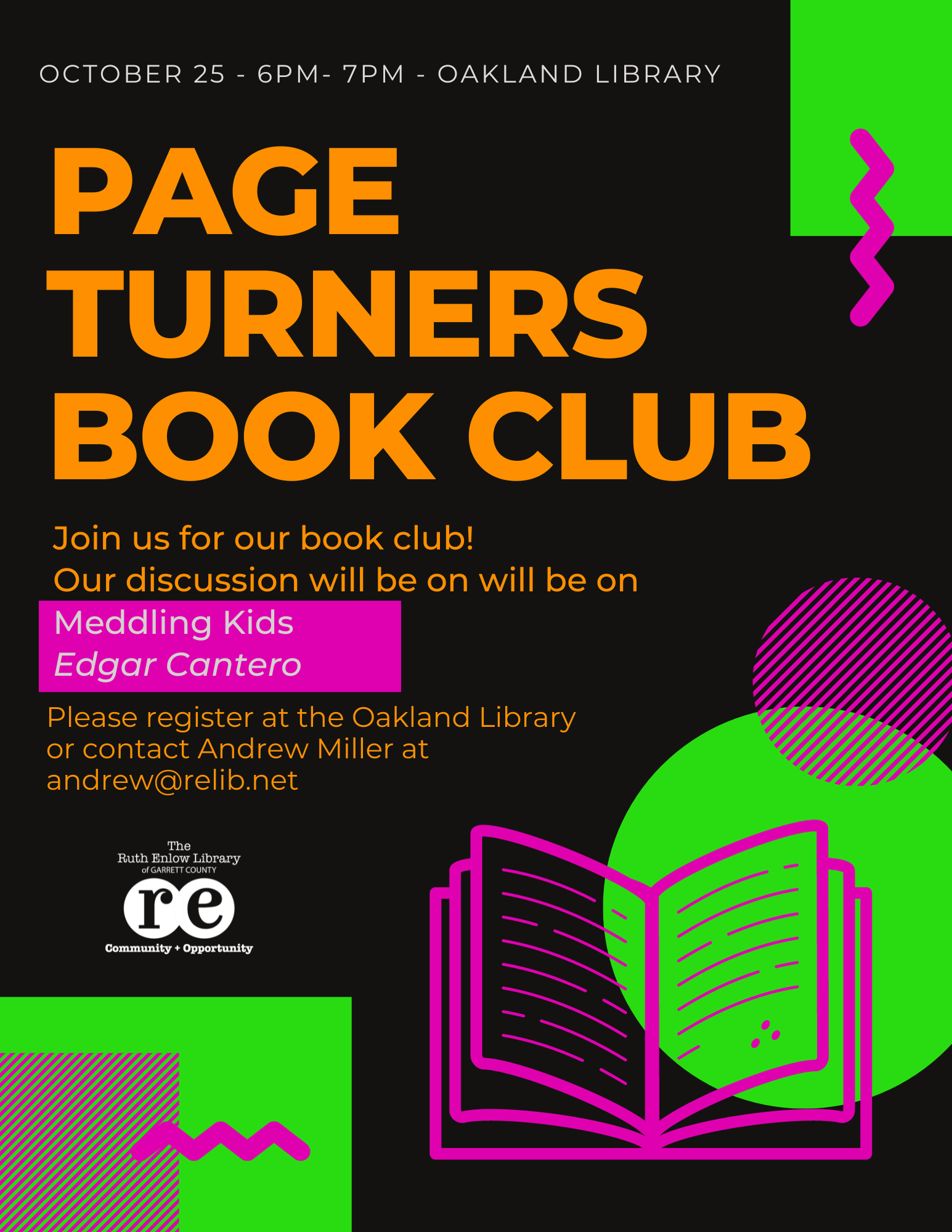 Page Turners Book Club October 2023 Flyer