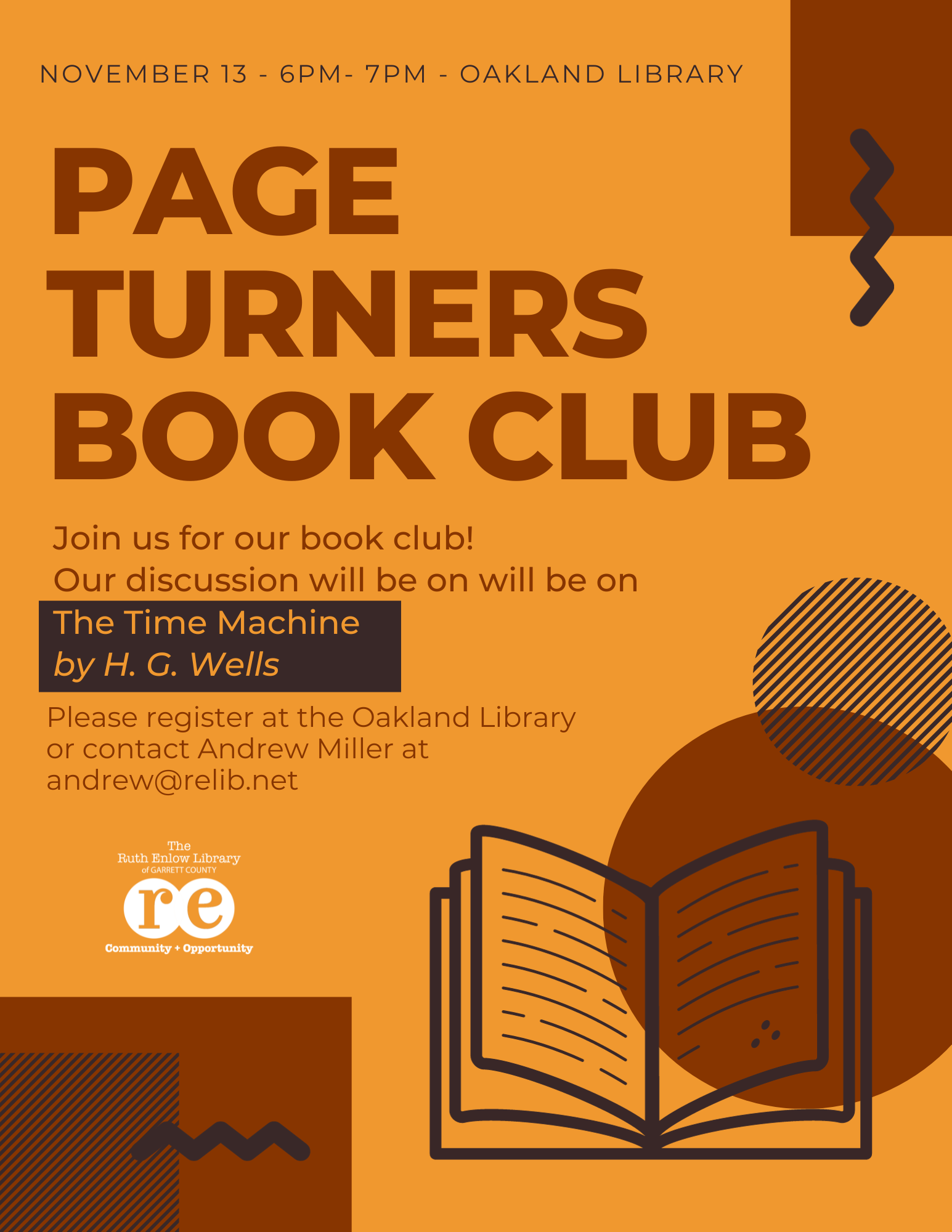 Page Turners Book Club November 2023 Flyer