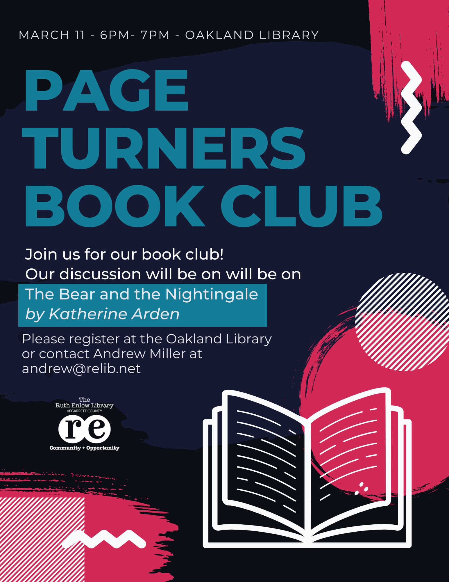 Page Turners Book Club March 2024 Flyer