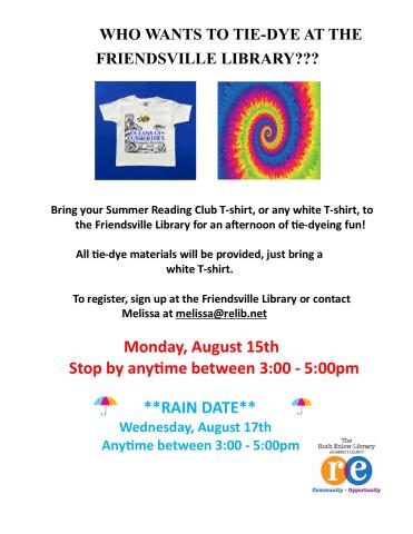 Details of Tie Dyeing event at the Friendsville Library 