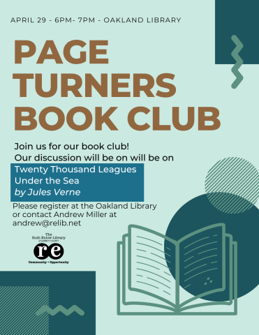 April 2024 Page Turners Book Club Flyer