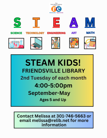 Flyer with images and details about STEAM Kids Program