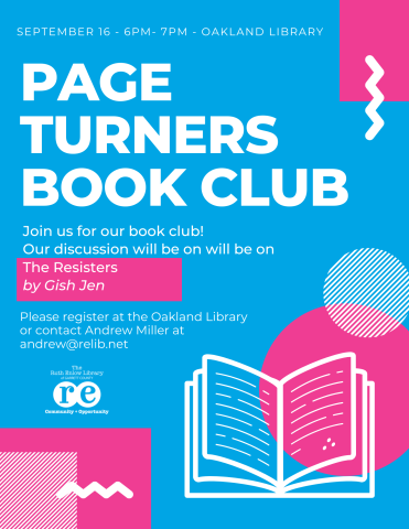 September Page Turners Book Club Flyer