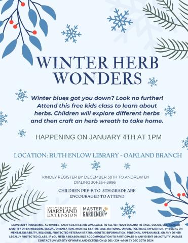 Winter Herb Wonders January 4 2025 Flyer