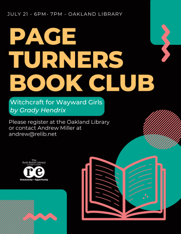 Page Turners July flyer