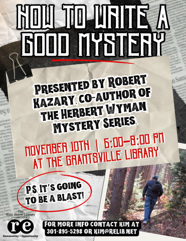 REL logo, How to Write a Good Mystery, photo of author Robert Kazary