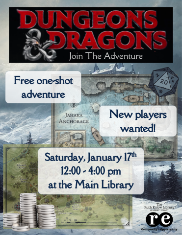 D&D logo, REL logo, D20, D&D campaign maps, coins,