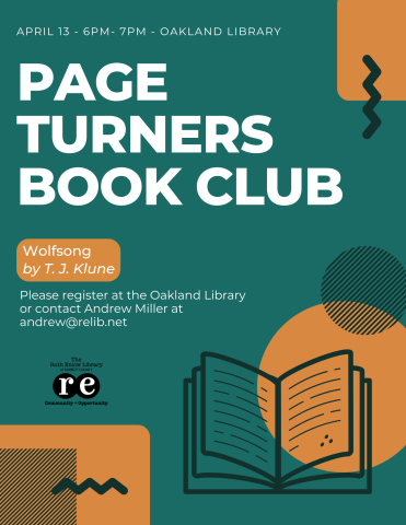 Page Turners Book Club Meeting April 13. Wolfsong by T.J. Klune