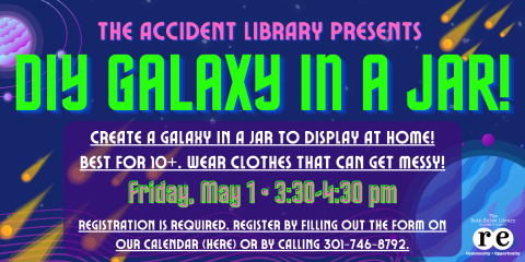 DIY Galaxy in a Jar in green, ages 10+ wear clothes that can get messy in purple