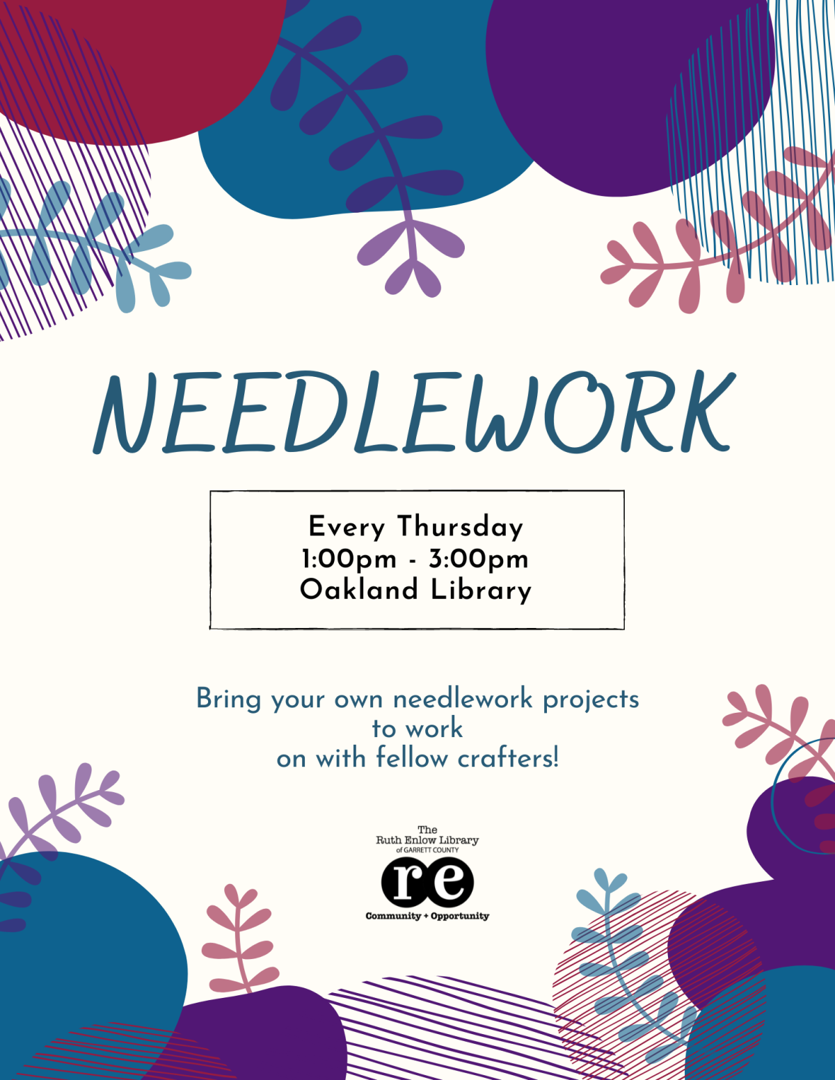 Oakland needlework Craft Flyer