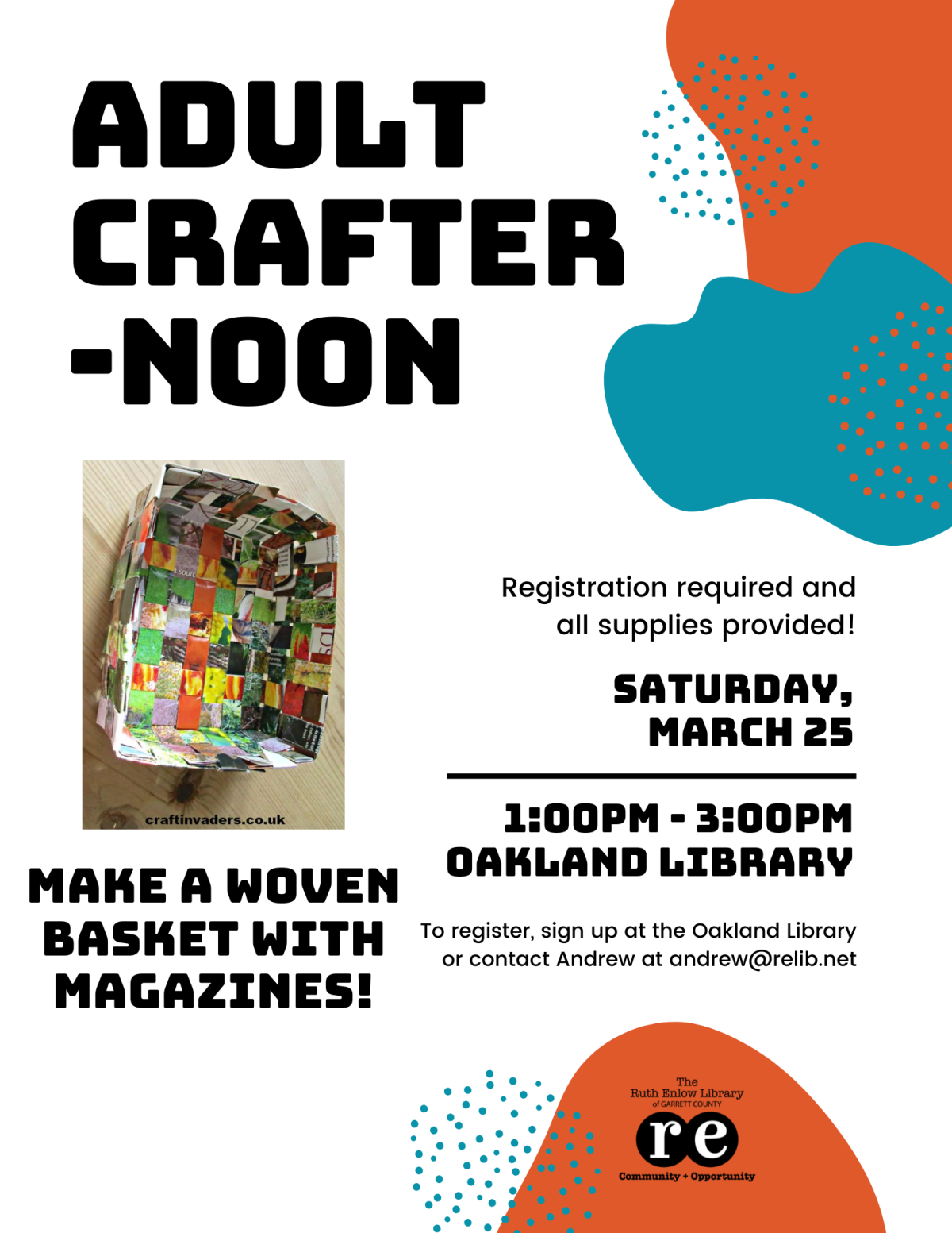 March Crafternoon Flyer- Magazine Baskets