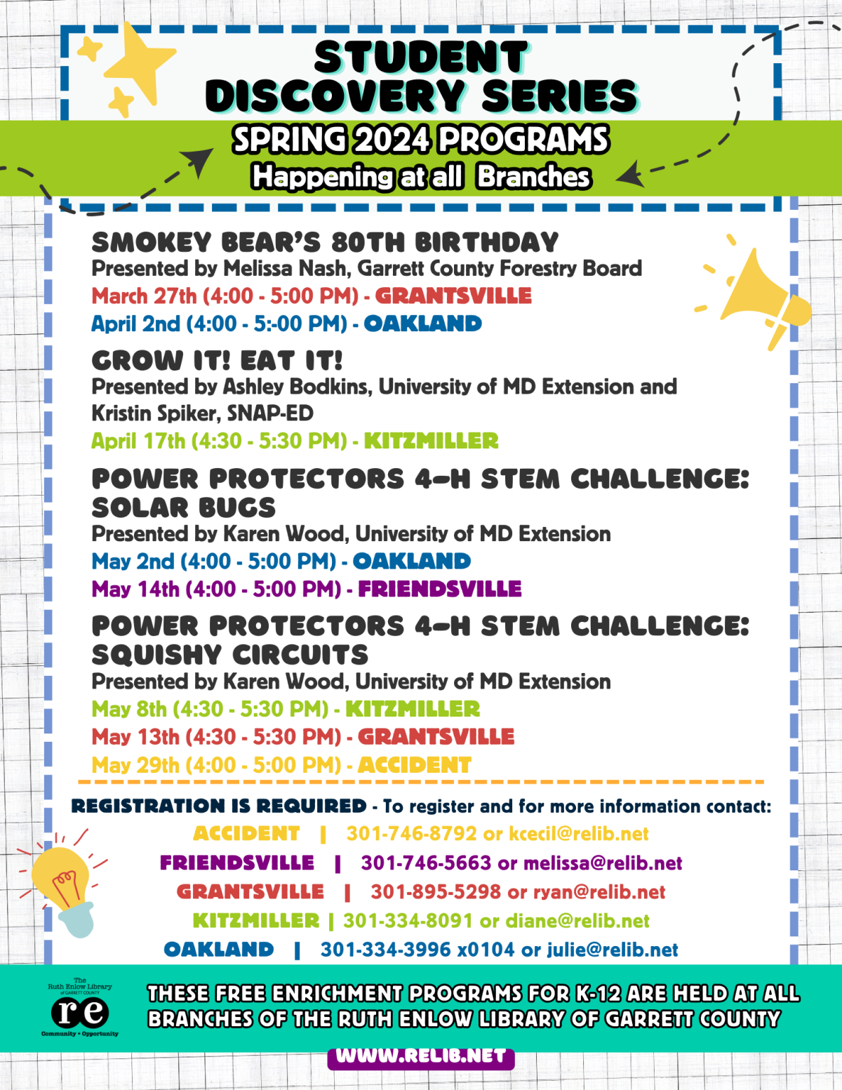 Flyer highlighting details of upcoming Student Discovery Series programs.