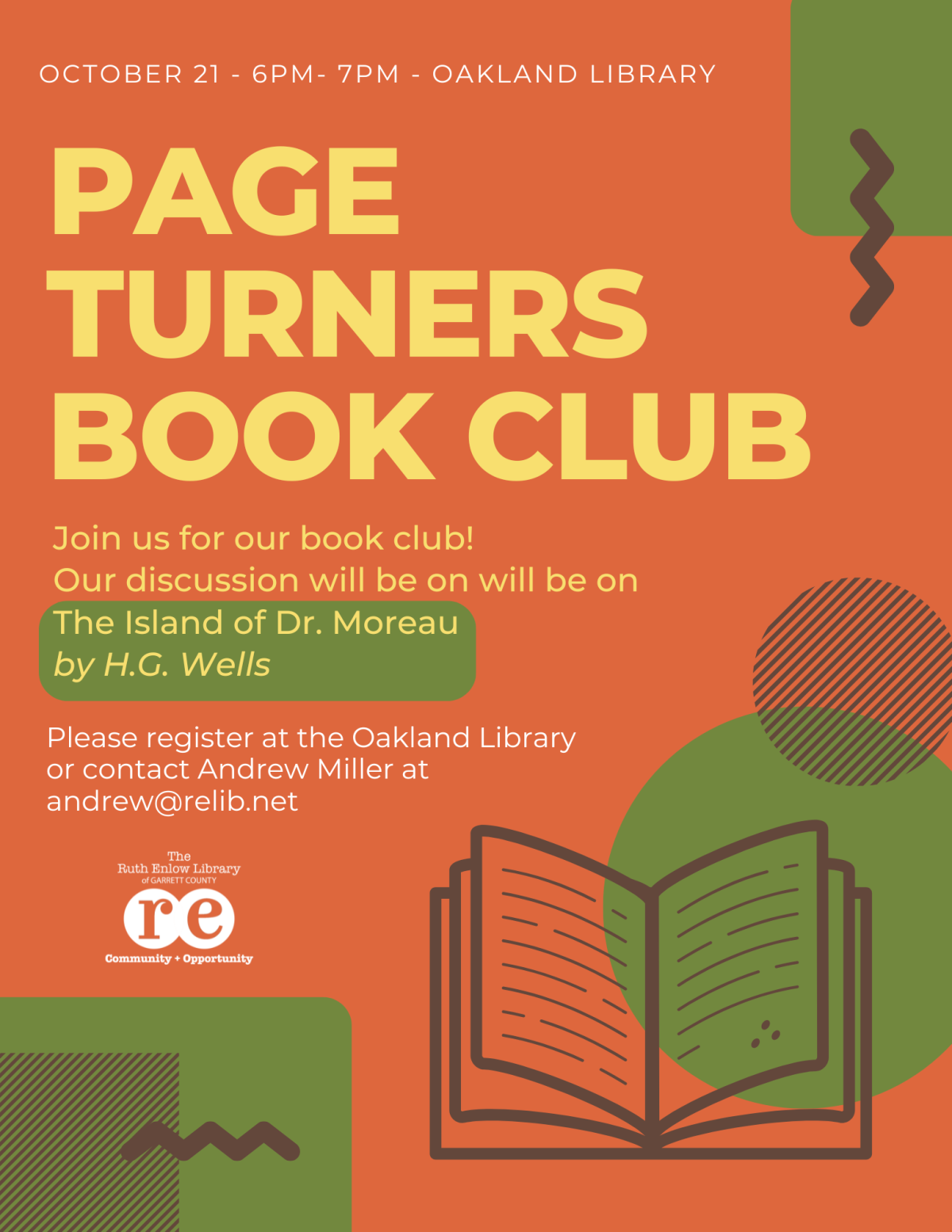 Page Turners Book Club October 2024 Flyer