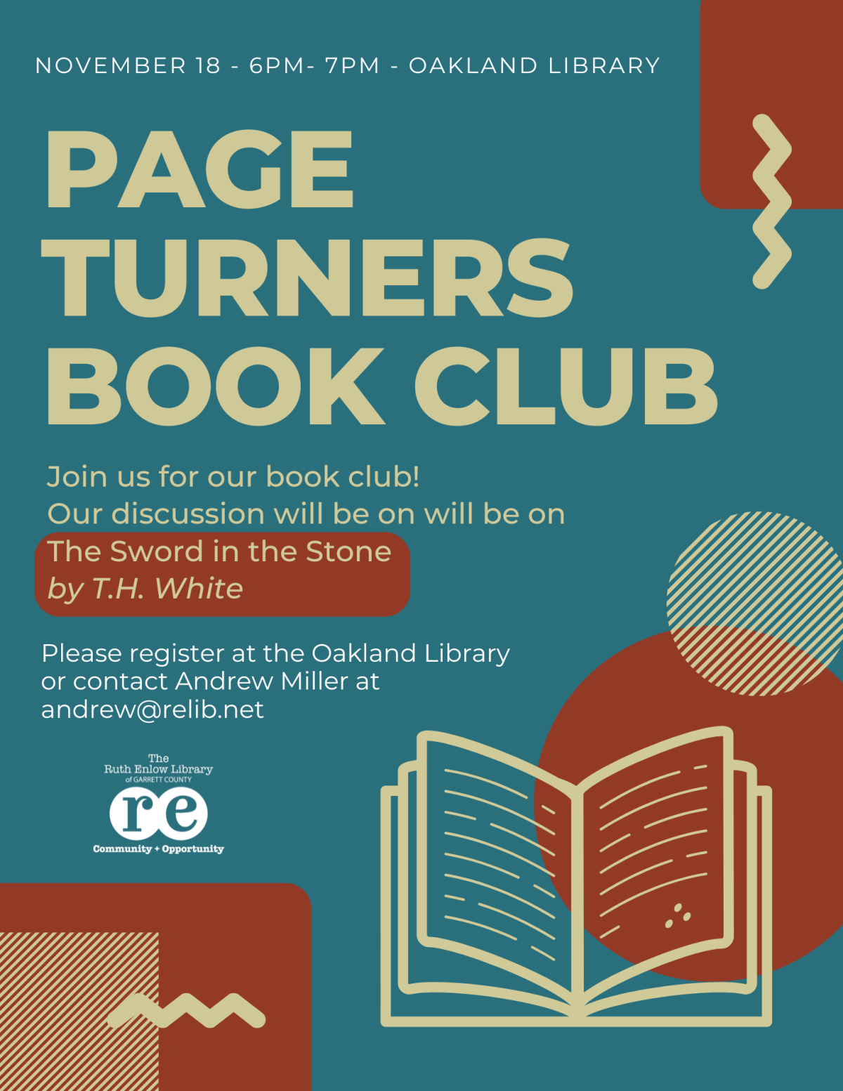 Page Turners Book Club November 2024 Flyer