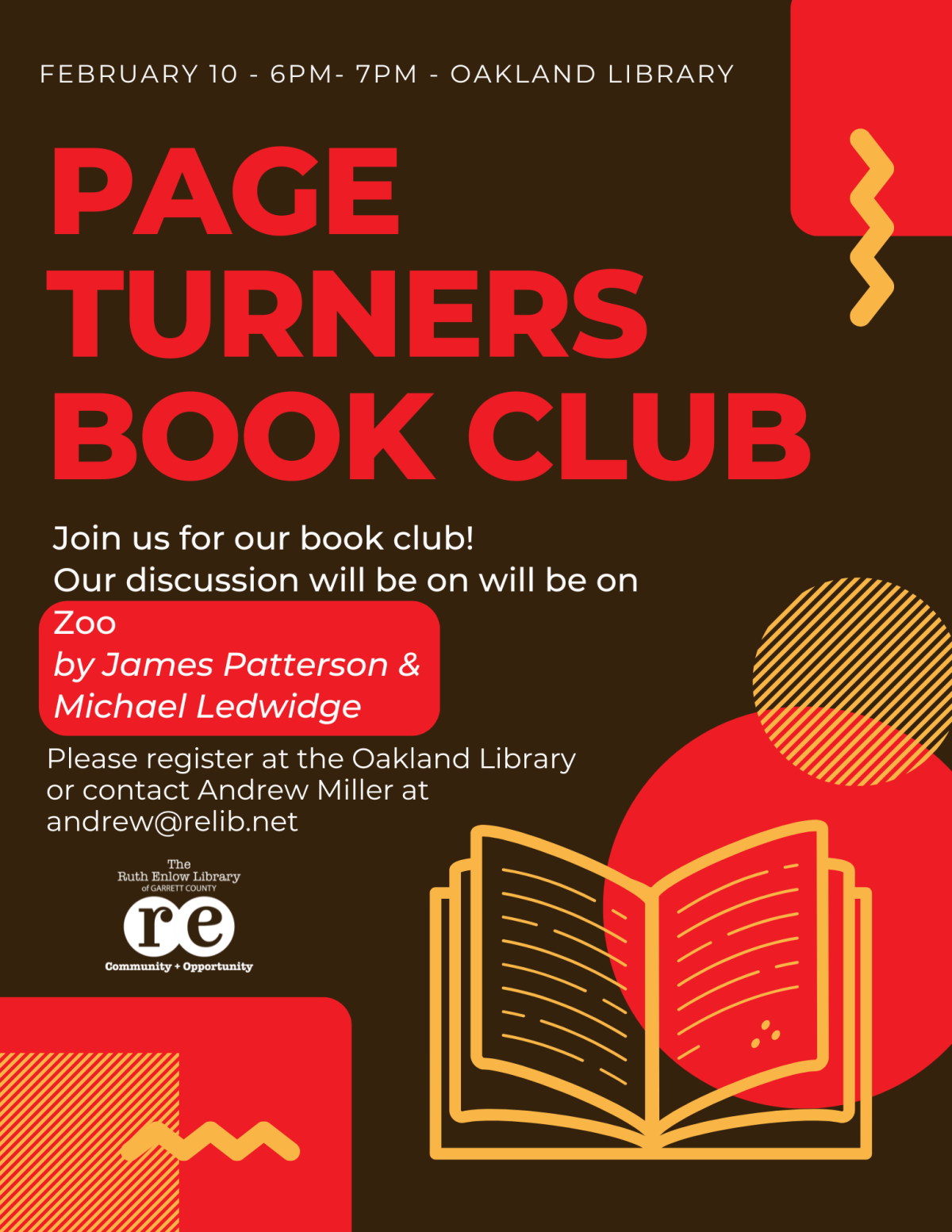 Page Turners Book Club February 2025 Flyer