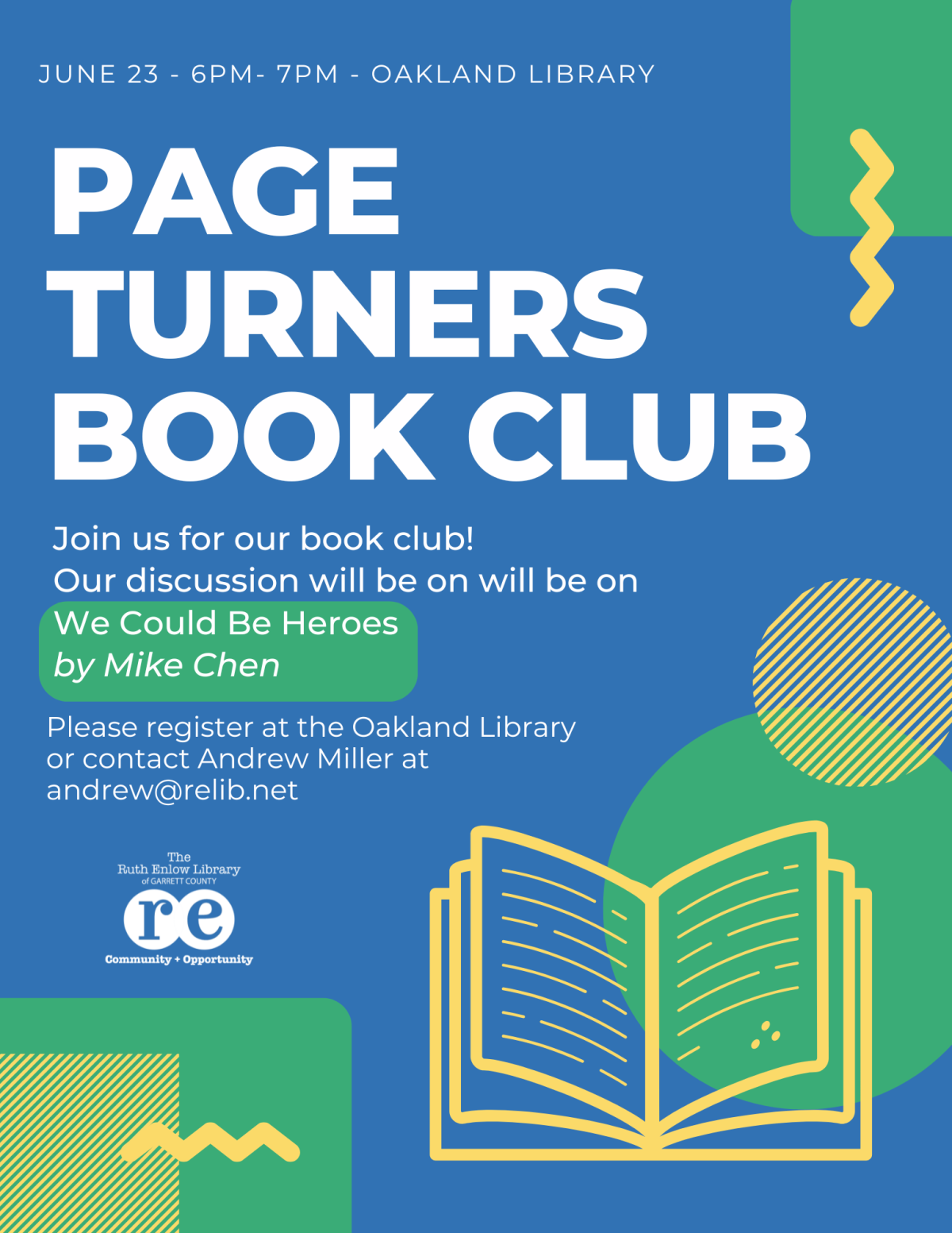 Page Turners Book Club June 2025 Flyer