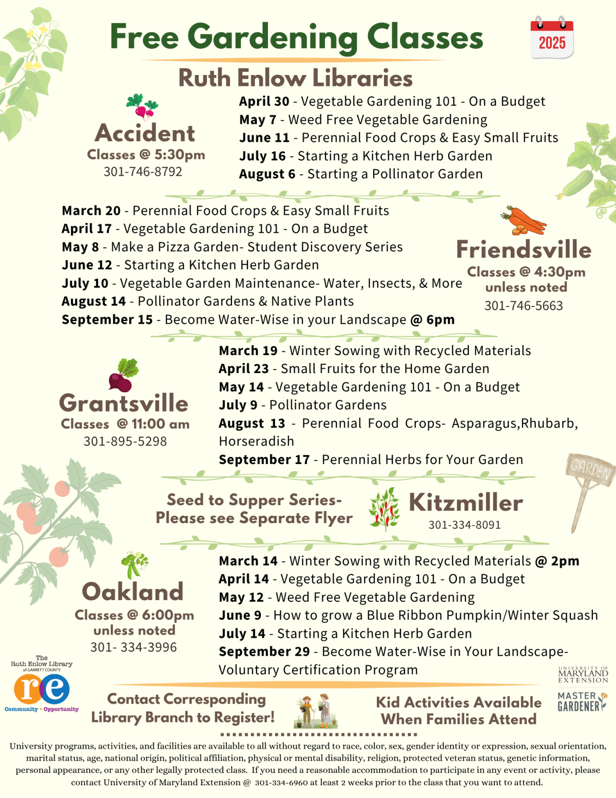 2025 Gardening Classes Flyer