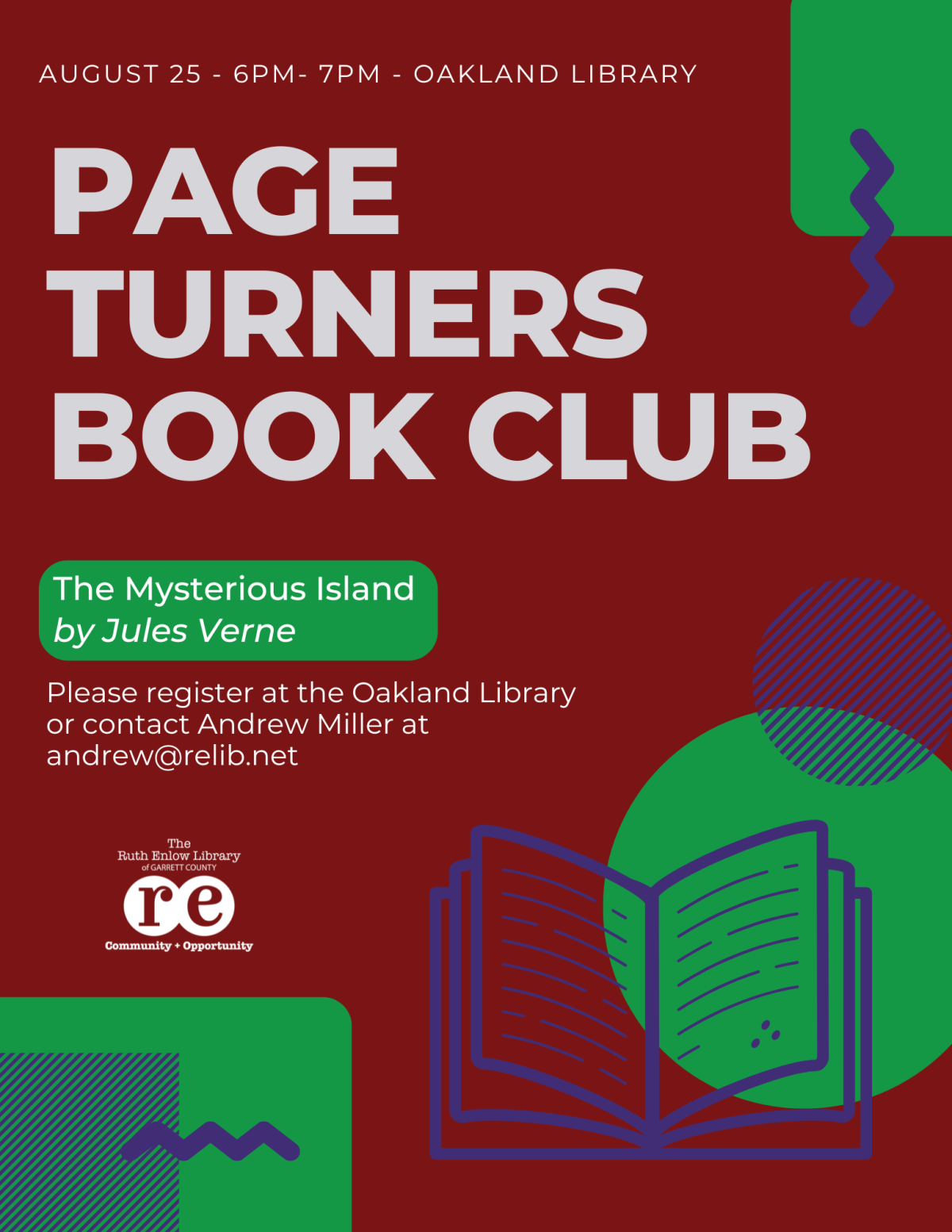 Page Turners August flyer