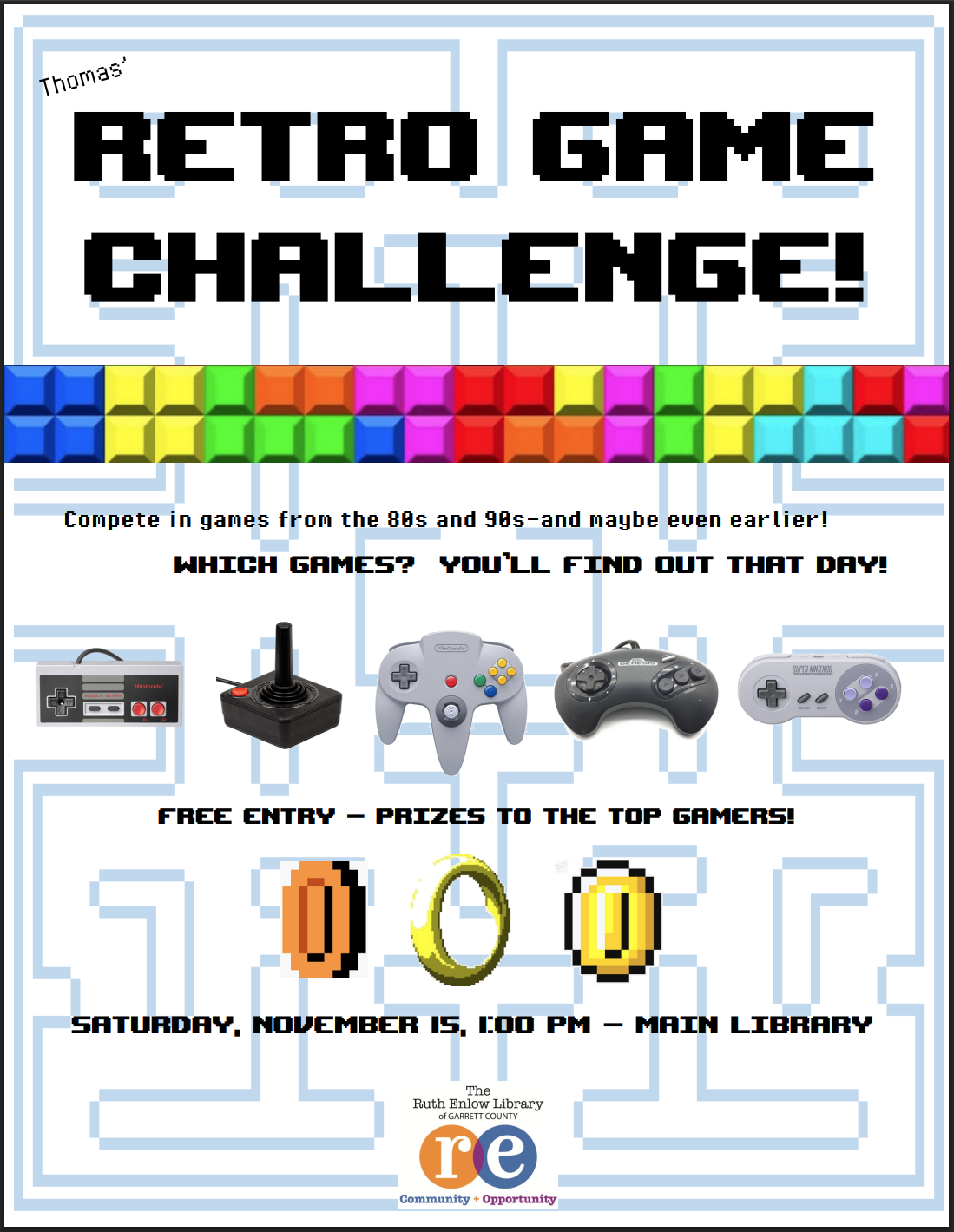 Retro Game Challenge flyer, REL logo